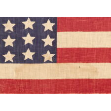 42 STARS ON AN ANTIQUE AMERICAN FLAG WITH A WAVE CONFIGURATION OF LINEAL COLUMNS, AN UNOFFICIAL STAR COUNT THAT REFLECTS THE ADDITION OF WASHINGTON STATE, MONTANA, AND THE DAKOTAS, circa 1889-1890