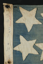 FROM THE MASTAI COLLECTION OF ANTIQUE AMERICAN FLAGS, FEATURED ON THE INSIDE PAPERS OF THE MASTAI BOOK:  42 STARS, A HOMEMADE COTTON FLAG WITH GREAT FOLK QUALITIES, WASHINGTON STATEHOOD, 1889-1890