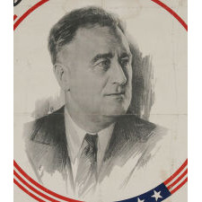 A GALLANT LEADER: PORTRAIT STYLE BANNER MADE FOR THE 1932 PRESIDENTIAL CAMPAIGN OF FRANKLIN DELANO ROOSEVELT