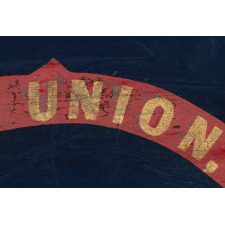 HAND-PAINTED SILK BANNER, MADE FOR THE PHILADELPHIA CHAPTER OF A TEMPERANCE ORGANIZATION IN 1851, REPAINTED FOR THE 1860 PRESIDENTIAL CAMPAIGN OF JOHN BELL OF TENNESSEE AND EDWARD EVERETTE OF MASSACHUSETTS, WHO RAN AGAINST ABRAHAM LINCOLN ON THE INDEPENDENT CONSTITUTIONAL UNION TICKET