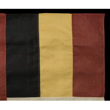 HIGHLY UNUSUAL ALLIED FORCES FLAG FROM THE LATTER HALF OF WWI (1914-1918), COMPRISED OF SIX INDIVIDUALLY PIECED-AND-SEWN FLAGS OF THE MAJOR ALLIED NATIONS: AMERICA, ITALY, BELGIUM, FRANCE, BRITAIN, AND JAPAN