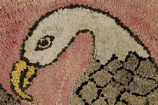 HOOKED RUG WITH TURKEY-HEAD EAGLE AND RATTLESNKE, ca 1890