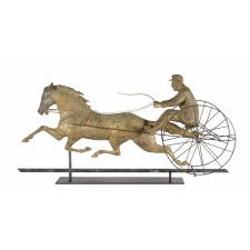 THE HORSE GEORGE M. PATCHEN WITH A SULKEY AND DRIVER, ONE OF THE LARGEST AND MOST IMPRESSIVE AMONG THIS FORM OF WEATHERVANE, UNIDENTIFIED MAKER, ca 1860-1890's