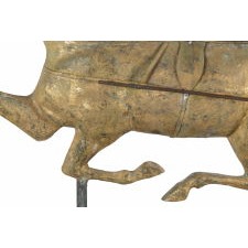 THE HORSE GEORGE M. PATCHEN WITH A SULKEY AND DRIVER, ONE OF THE LARGEST AND MOST IMPRESSIVE AMONG THIS FORM OF WEATHERVANE, UNIDENTIFIED MAKER, ca 1860-1890's