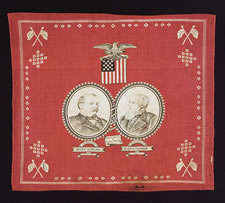 JUGATE PORTRAIT KERCHIEF FROM THE 1888 PRESIDENTIAL CAMPAIGN OF GROVER CLEVELAND & ALLAN THURMAN