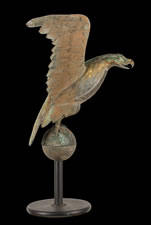 LARGE EAGLE WEATHERVANE, A PARTICULARLY EARLY EXAMPLE FOR THIS FORM, A GREAT FIND WITH LEGITIMATE EARLY SURFACE AND APPROPRIATE WEAR, CA 1850-80