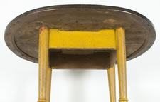 LARGE SCALE MAINE TAVERN TABLE WITH CHROME YELLOW BASE AND BLACK, TWO-BOARD TOP