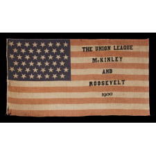 LARGE SCALE PARADE FLAG WITH 45 STARS, MADE FOR THE UNION LEAGUE OF PHILADELPHIA IN SUPPORT OF THE 1900 PRESIDENTIAL CAMPAIGN OF WILLIAM MCKINLEY & THEODORE ROOSEVELT