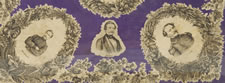 LARGE SCALE, PRINTED SILK KERCHIEF FEATURING CONFEDERATE STATES OF AMERICA PRESIDENT JEFFERSON DAVIS AND EIGHT OF HIS STAFF, CIVIL WAR PERIOD, EXTREMELY RARE AND THE ONLY KNOWN STYLE PRODUCED FOR THE CONFEDERACY