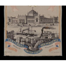 LARGE SCALE SOUVENIR STEVENSGRAPH, MADE FOR THE 1876 CENTENNIAL INTERNATIONAL EXPOSITION IN PHILADELPHIA, TO CELEBRATE 100 YEARS OF AMERICAN INDEPENDENCE: