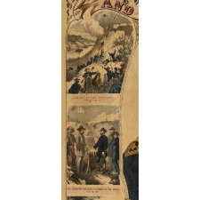 "THE LEADER AND HIS BATTLES": A PATRIOTIC PRINT ON STICKS, GLORIFYING THE ACCOMPLISHMENTS OF LT.-GENERAL ULYSSES S. GRANT DURING THE CIVIL WAR, PUBLISHED BY HAASIS & LUBRECHT, LIBERTY ST., NEW YORK CITY, WHO COPYRIGHTED THE DESIGN IN 1866