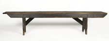 LONG PENNSYLVANIA WATER BENCH WITH TRIPLE-MORTISED CONSTRUCTION AND BEAUTIFULLY SCALLOPED LEGS, CA 1850