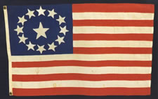 Magnificent Early 13 Star American Flag -- Hand Sewn Silk -- Very Small Size