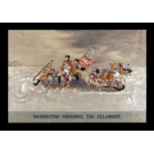 MAGNIFICENT EMBROIDERY WITH A TRAPUNTO (RAISED) NEEDLEWORK RENDERING OF EMANUEL GOTTLIEB LEUTZE'S "WASHINGTON CROSSING THE DELAWARE," LIKELY FROM AN ORIENTAL PAVILLION AT A WORLD'S FAIR, CA 1885-1900, UNIQUE IN MY EXPERIENCE IN THE PRIVATE MARKETPLACE