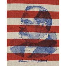 MATCHING PAIR OF PRINTED SILK PORTRAIT FLAGS FROM THE 1892 PRESIDENTIAL RACE OF GROVER CLEVELAND vs. BENJAMIN HARRISON