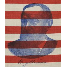 MATCHING PAIR OF PRINTED SILK PORTRAIT FLAGS FROM THE 1892 PRESIDENTIAL RACE OF GROVER CLEVELAND vs. BENJAMIN HARRISON