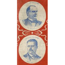 McKINLEY & ROOSEVELT VS. BRYAN & STEVENSON, A RARE AND HIGHLY DESIRABLE PAIR OF CA 1900 CAMPAIGN PARADE FLAGS