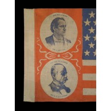 McKINLEY & ROOSEVELT VS. BRYAN & STEVENSON: A RARE PAIR OF PORTRAIT STYLE FLAGS MADE FOR THE OPPOSING REPUBLICAN AND DEMOCRAT TICKETS DURING THE 1900 PRESIDENTIAL CAMPAIGN