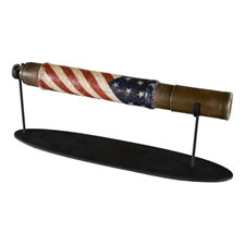 MID-19TH CENTURY SHIP CAPTAIN'S TELESCOPE WITH PATRIOTIC-PAINTED, LEATHER HANDLE GRIP