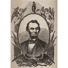 "A NATION'S LOSS": SILK, 1865, ABRAHAM LINCOLN MOURNING RIBBON IN AN ESPECIALLY ATTRACTIVE PORTRAIT DESIGN