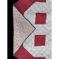 OCEAN WAVES PATTERN MENNONITE CRIB QUILT, MADE OF WHITE CALICO SHIRTING AND TURKEY RED COTTON, PENNSYLVANIA OR NEW YORK STATE ORIGIN, circa 1880-1890’s