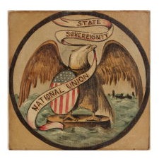 OIL ON CANVAS PAINTING OF THE SEAL OF THE STATE OF ILLINOIS, ca 1868-1880's