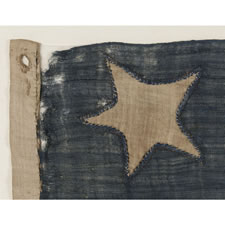 ONE OF THE EARLIEST FLAGS IN AMERICA:  AN AUTHENTIC 15-STAR U.S. NAVY JACK, HANDED DOWN THROUGH THE FAMILY OF U.S. NAVY CAPTAIN THOMAS BROWN