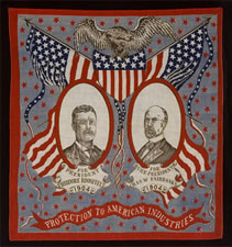 PAIR OF KERCHIEFS FROM THE 1904 PRESIDENTIAL CAMPAIGN:  ROOSEVELT vs. PARKER