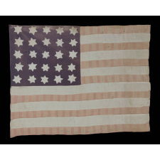 PAIR OF LIBERATION FLAGS, MADE IN FRANCE TO CELEBRATE THE ARRIVAL OF U.S. AND BRITISH TROOPS FOLLOWING LIBERATION FROM THE NAZIS DURING WWII, NOTE THE STAR OF DAVID-SHAPED PROFILES ON THE AMERICAN EXAMPLE AND THE USE OF THE SAME CANDY-STRIPED FABRIC IN BOTH FLAGS, CA 1944