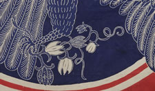 PATRIOTIC BANNER WITH AMERICAN EAGLE, WITH RICH COLORS AND STRONG GRAPHICS, POSSIBLY COMMISSIONED BY THE LOTOS CLUB OF NEW YORK TO CELEBRATE THE END OF WWI (U.S. INVOLVEMENT 1917-18):