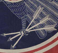 PATRIOTIC BANNER WITH AMERICAN EAGLE, WITH RICH COLORS AND STRONG GRAPHICS, POSSIBLY COMMISSIONED BY THE LOTOS CLUB OF NEW YORK TO CELEBRATE THE END OF WWI (U.S. INVOLVEMENT 1917-18):