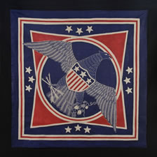 PATRIOTIC BANNER WITH AMERICAN EAGLE, WITH RICH COLORS AND STRONG GRAPHICS, POSSIBLY COMMISSIONED BY THE LOTOS CLUB OF NEW YORK TO CELEBRATE THE END OF WWI (U.S. INVOLVEMENT 1917-18):