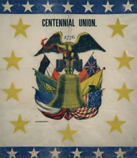 PATRIOTIC BANNER with an EAGLE CARRYING THE LIBERTY BELL