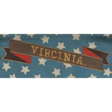 HAND-PAINTED PATRIOTIC BANNER w/ THE SEAL OF THE STATE OF VIRGINIA, PROBABLY MADE FOR THE 1868 DEMOCRAT NATIONAL CONVENTION AT TAMMANY HALL, NEW YORK CITY