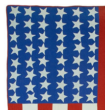 PATRIOTIC FLAG QUILT WITH 48 STARS AND BEAUTIFUL QUILTING, WWI - WWII (1917-1945)