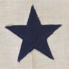 PERHAPS THE BEST WWII SON-IN-SERVICE BANNER I HAVE EVER ENCOUNTERED, WITH AN ALL-AMERICAN SLOGAN THAT PERSONALIZES THE WAR AND 11 OF ITS 14 STARS ARRANGED IN A "V" FOR VICTORY