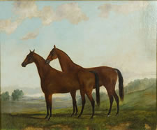 PHILADELPHIA PORTRAIT OF TWO THOROUGHBREDS by CLARKSON, PHILADELPHIA,1860