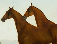 PHILADELPHIA PORTRAIT OF TWO THOROUGHBREDS by CLARKSON, PHILADELPHIA,1860