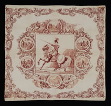 POLITICAL CAMPAIGN  KERCHIEF FROM THE 1840 PRESIDENTIAL RUN OF WILLIAM HENRY HARRISON, ONE OF THE FIRST KNOWN CAMPAIGN TEXTILES IN EARLY AMERICA