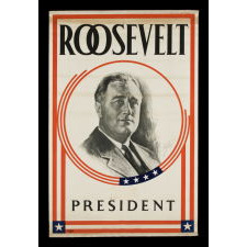 PORTRAIT STYLE BANNER MADE FOR THE 1932 PRESIDENTIAL CAMPAIGN OF FRANKLIN DELANO ROOSEVELT