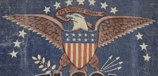 PREVIOUSLY UNDOCUMENTED, TEDDY ROOSEVELT PORTRAIT BANNER WITH LARGE EAGLE & "WELCOME OUR PRESIDENT" TEXT, ONE OF THE MOST ATTRACTIVE, EXISTING, PRINTED, T.R. TEXTILES