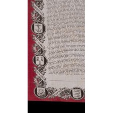 PRINTED COTTON KERCHIEF GLORIFYING THE DECLARATION OF INDEPENDENCE, WITH TEXT AND REPRODUCED SIGNATURES, MADE FOR THE 1876 CENTENNIAL INTERNATIONAL EXPOSITION