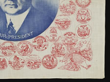 PRINTED COTTON KERCHIEF, MADE FOR THE PRESIDENTIAL CAMPAIGN OF HERBERT HOOVER IN 1932, A SCARCE AND ATTRACTIVE EXAMPLE