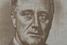 PRINTED COTTON KERCHIEF, MADE FOR THE PRESIDENTIAL CAMPAIGN OF FRANKLIN DELANO ROOSEVELT IN 1932, A RARE EXAMPLE WITH AN ATTRACTIVE PORTRAIT