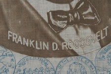 PRINTED COTTON KERCHIEF, MADE FOR THE PRESIDENTIAL CAMPAIGN OF FRANKLIN DELANO ROOSEVELT IN 1932, A RARE EXAMPLE WITH AN ATTRACTIVE PORTRAIT