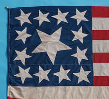 RARE 13 STAR FLAG IN THE TRUMBULL PATTERN WITH A HUGE CENTER STAR