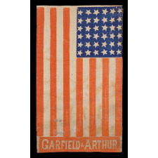 RARE 36 STAR PARADE FLAG, MADE FOR THE 1880 PRESIDENTIAL CAMPAIGN OF GARFIELD AND ARTHUR