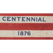 RARE 38 STAR PARADE FLAG WITH "1876 CENTENNIAL" ADVERTISING & GOLD STARS, MADE FOR THE PHILADELPHIA CENTENNIAL INTERNATIONAL EXPOSITION