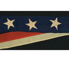 RARE, 6-STAR, U.S. NAVY COMMISSIONING PENNANT, ONE OF TWO KNOWN, ENTIRELY HAND-SEWN, 1876 ERA