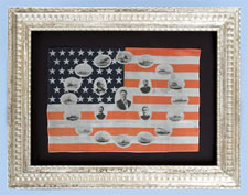 RARE AMERICAN PARADE FLAG WITH IMAGES OF TEDDY ROOSEVELT & HIS GREAT WHITE FLEET